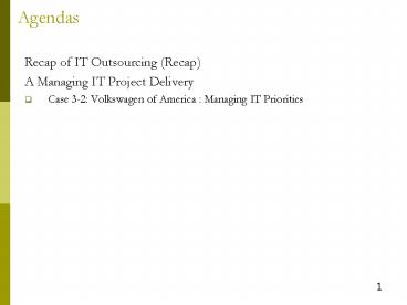 Recap of IT Outsourcing (Recap)