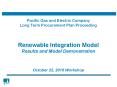 Pacific Gas and Electric Company Long Term Procurement Plan Proceeding  Renewable Integration Model Results and Model Demonstration  October 22, 2010 Workshop PowerPoint PPT Presentation