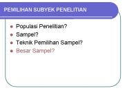 PEMILIHAN SUBYEK PENELITIAN