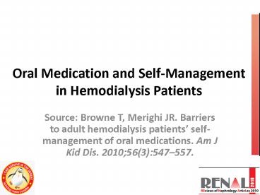 Oral Medication and Self-Management in Hemodialysis Patients
