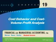 Cost Behavior and Cost-Volume-Profit Analysis
