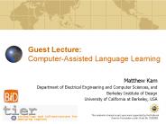 Guest Lecture: Computer-Assisted Language Learning