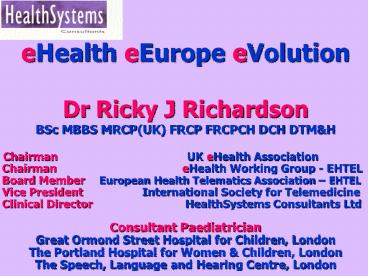 eHealth eEurope eVolution