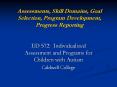 Assessments, Skill Domains, Goal Selection, Program Development, Progress Reporting PowerPoint PPT Presentation