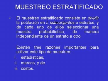 MUESTREO ESTRATIFICADO