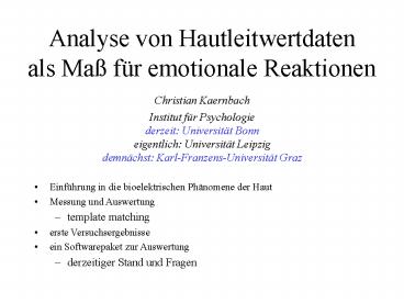 Analyse von Hautleitwertdaten als Ma