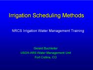 Irrigation Scheduling Methods