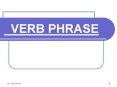 VERB PHRASE PowerPoint PPT Presentation