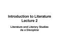 Introduction to Literature Lecture 2 PowerPoint PPT Presentation