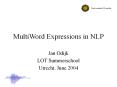 MultiWord Expressions in NLP PowerPoint PPT Presentation