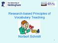 Research-based Principles of Vocabulary Teaching   Norbert Schmitt PowerPoint PPT Presentation