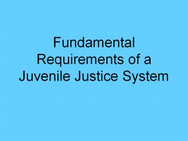 Fundamental Requirements of a Juvenile Justice System