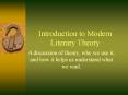 Introduction to Modern Literary Theory PowerPoint PPT Presentation