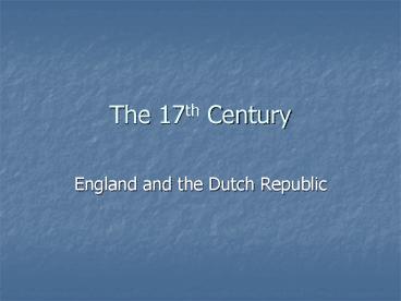 The 17th Century