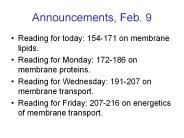 Announcements, Feb. 9