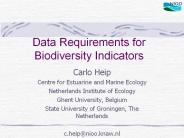 Data Requirements for Biodiversity Indicators