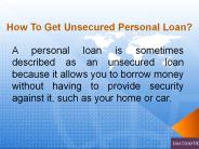 How to get unsecured personal Loan