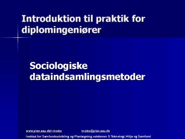 Introduktion til praktik for diplomingeni