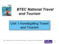 BTEC National Travel and Tourism PowerPoint PPT Presentation