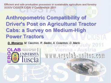 Anthropometric Compatibility of Driver's Post on Agricultural Tractor Cabs: a Survey on Medium-High Power Tractors