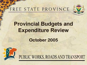 Provincial Budgets and Expenditure Review October 2005