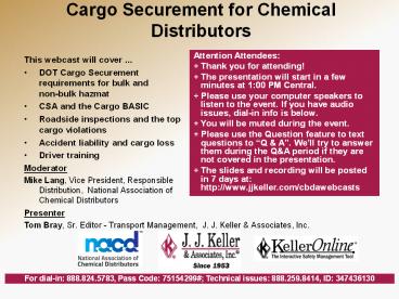 Cargo Securement for Chemical Distributors