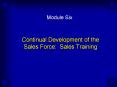 Continual Development of the Sales Force: Sales Training