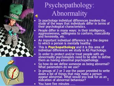 Psychopathology: Abnormality