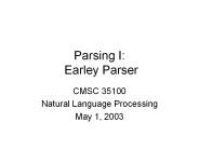 Parsing I: Earley Parser