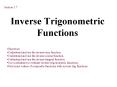 Inverse Trigonometric Functions PowerPoint PPT Presentation