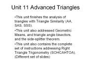 Unit 11 Advanced Triangles