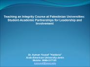 Teaching an Integrity Course at Palestinian Universities: