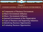 Chapter 3: UNDERSTANDING THE BUSINESS ENVIRONMENT
