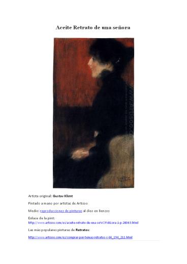 Aceite Retrato de una señora -- Artisoo
