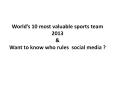 Worlds 10 Most Valuable Sports Team 2013 PowerPoint PPT Presentation