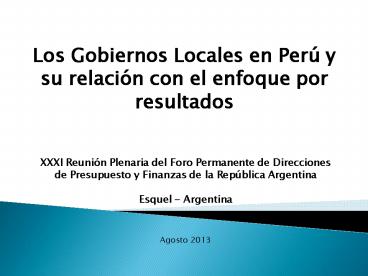 Los Gobiernos Locales en Per
