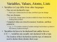 Variables, Values, Atoms, Lists PowerPoint PPT Presentation