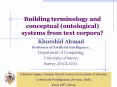 Building terminology and conceptual (ontological) systems from text corpora? PowerPoint PPT Presentation