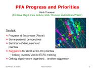 PFA Progress and Priorities
