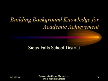 Building Background Knowledge for Academic Achievement