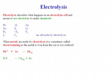 Electrolysis