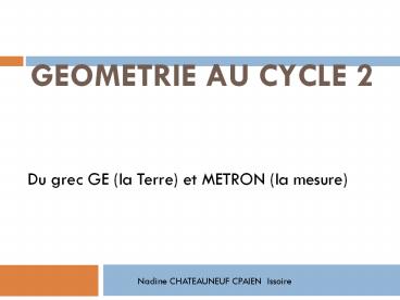GEOMETRIE AU CYCLE 2