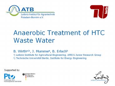 Anaerobic Treatment of HTC Waste Water