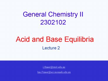 General Chemistry II 2302102