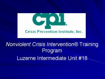 Nonviolent Crisis Intervention