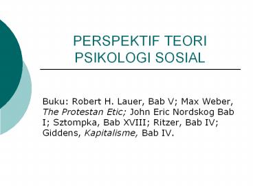 PERSPEKTIF TEORI PSIKOLOGI SOSIAL