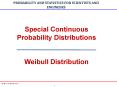 Special Continuous Probability Distributions  Weibull Distribution PowerPoint PPT Presentation