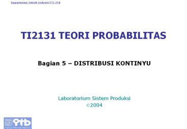 TI2131 TEORI PROBABILITAS