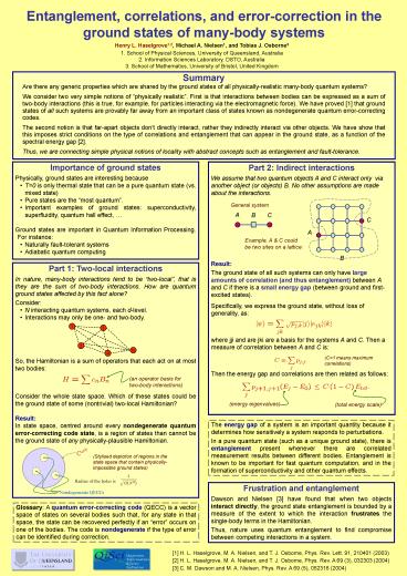 Entanglement, ground states, energy gap