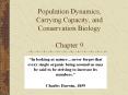 Population Dynamics, Carrying Capacity, and Conservation Biology Chapter 9 PowerPoint PPT Presentation